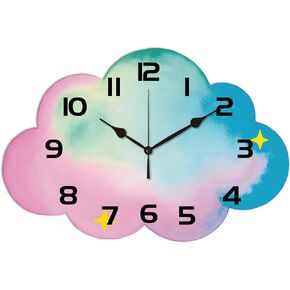 Cartoon Cute Little Bear Pattern Wall Clock 16 Inch Non-Ticking Irregular Shape Clocks Wall Hanging Clock Battery Operated for Bedroom Living Room Kitchen Office in Saudi Arabia