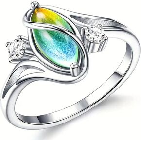 JUDE Jewelers Oval Shaped Stone Mood Color Changing Temperature Sensative Moon Stone Wedding Engagement Promise Statement Ring in Saudi Arabia