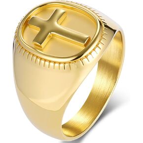 JUDE Jewelers Stainless Steel Oval Shape Signet Christian Cross Religious Wedding Statement Promise Cocktail Party Ring in Saudi Arabia