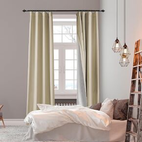 3-in-1 Layers Soundproof Fully Blackout Curtains 72 inch, Noise Canceling Thermal Insulated Back Tab Drapes for Living Room Kids Bedroom, with Hooks, Beige 50x72 Inch 1 Panel in Saudi Arabia