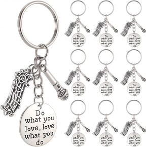 SUNNYCLUE 1 Box 20 Sets Music Themed Keychain Pack Microphone Key Chain Bulk Metal Silver Musical Instrument Note Inspiration Words Charms for Handbags Party Wedding Favor DIY Purse Supplies Adults in Saudi Arabia