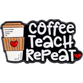Coffee Teach Repeat Pin Brooch, Teacher Life Enamel Pin, Gift For School Teacher Coffee Lover Educator, Caffeine Brooches, Back To School Lapel Badge, Daily Teaching Accessories in Saudi Arabia