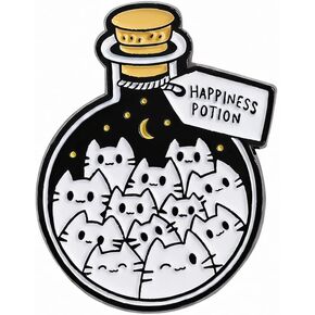 Cute Cat Pin - Funny Pins,Magical Kitten Bottle Brooch with 'Happiness Potion' for Backpacks, Jackets,Hats. Witchy Brooches Gifts for Cat Lovers and Adults. in Saudi Arabia