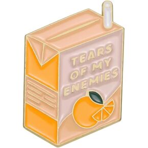 Cartoon Orange Flavored Soda Box Pin - Juice Enamel Pins Brooch with "TEARS OF MY ENEMIES" for Backpacks and Jackets, Hats, Funny Beverage Brooches Gift for Friends, Women, Students in Saudi Arabia