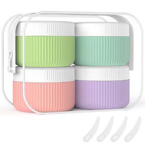 ME.FAN Travel Containers for Toiletries, TSA Approved 2 oz Silicone Cream Jars, Leak-proof Journey Containers, Trip Accessories with Lid for Cosmetic Face Hand Body Cream 4 Pack White Lid Pink in Saudi Arabia