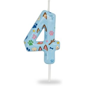 Blue Dog Birthday Number Candles for Kids Ages 1-7, Dog Paw Cake Topper Candle for Birthday Party Decorations, Themed Cupcake Candle for Boys Girls Toddler Party Supplies Number 5 in Saudi Arabia
