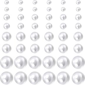24 Pairs Earrings Pearl, Faux Pearls Earrings for Women, 4 Mixed Sizes Round Ball Pearl Earring Set in White in Kuwait