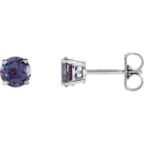 Lab-Created Alexandrite 14k White Gold 5 mm Round Created Alexandrite Earrings in Kuwait