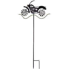Sunset Vista Designs Everyday - 41-Inch Decorative Wind Spinner Garden Stake, Black Motorcycle in Saudi Arabia