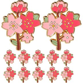 LIOOBO 12 Pcs Cherry Blossom Lapel Pins: Brooches for Women with Pink Flower - Kawaii Pins - Decorative Brooches for Birthday Party New Year & Wedding, Pink in Kuwait