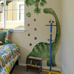 Large Watercolor Dinosaur Wall Decals, Peel and Stick Dino with Tropical Leaves, 54.7x69.2 Inch Removable Nursery Decor for Kids Room, Jungle Theme Wall Stickers (Green) in Saudi Arabia