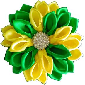 Green and Yellow Swirl 3.5" Paraphernalia Flower Brooch Pin for Women, Inspired for Chi Eta Phi, Conferences, Luncheons in Kuwait