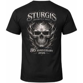 2026 Sturgis Motorcycle Rally Smokey Skull Men's Preshrunk T-Shirt - 86th Anniversary in Saudi Arabia