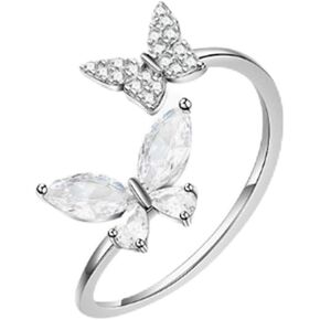 Butterfly Opening Ring, Crystal Butterfly Design, Adjustable, Gift for Loved Ones in Saudi Arabia