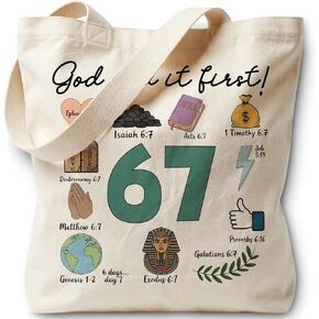 Christian 67 meme Tote Bag for Women, Canvas Bag for Women Grocery Shopping Travel Gym Weekender Vacation Womens Work Tote Bag Gifts in Saudi Arabia