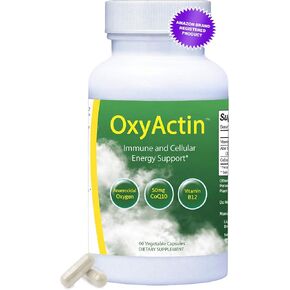 OxyActin Oxygen Supplement for Immune Health & Cellular Energy Support - High Altitude & Endurance Support with 50mgs of CoQ10, Vitamin B12, & Aloe Vera Juice Powder - 60 Veggie Capsules in Saudi Arabia