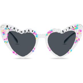 Ainiv Pearl Heart Shaped Sunglasses for Women, UV400 Protection Fashion Accessories Heart Glasses for Bridal, Beach Vacation in Saudi Arabia