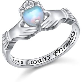 925 Sterling Silver Moonstone Claddagh Ring Engraved Love Loyalty Friendship Jewelry Gift for Women Size 7 in Saudi Arabia