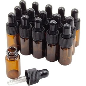 15Pcs 5ml Empty Tiny Amber Glass Mini Dropper Bottles for Essential Oils, Fragrances, and Other Liquids, with Dropper and Black Caps Travel Sample Vials in Saudi Arabia