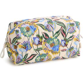 حقيبة مستحضرات التجميل الكبيرة للنساء من Vera Bradley ذات وزن الريشة - منظم المكياج وتخزين أدوات الزينة أثناء السفر - حديقة جاردينيا in Kuwait