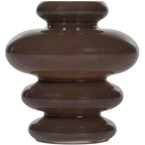 Alice Lane Ribbed Glass Vase – Modern Sculptural Decorative Vase for Flowers, Textured Curved Accent for Shelf, Table & Home Decor – Small, Cocoa in Saudi Arabia