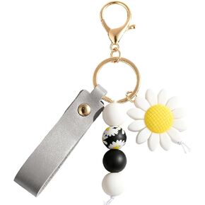 elephtree Flower Charm for Women Cute Silicone Bead Daisy Sunflower Keychain for Car Keys in Saudi Arabia