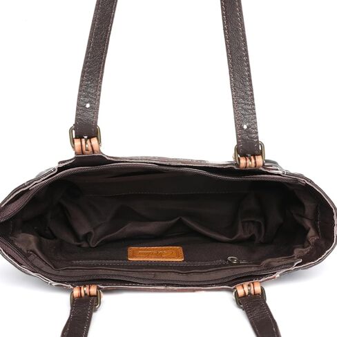 Merbaa Women Handtooled Cowhide Hairon Tote & Crossbody Bag – Adjustable Strap, Hand-Knitted Detailing, Leather Handbag. in Saudi Arabia