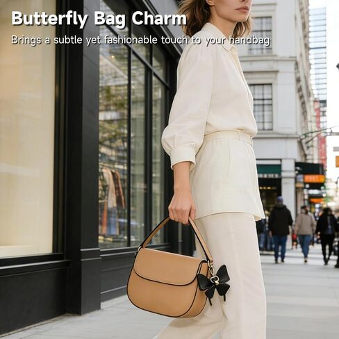 12 Pcs Butterfly Bag Charms, PU Leather Bow Keychains, Decorative Butterfly Bag Pendants with Swivel Clips, Backpack Keyring Accessories for Handbags, Party Favor Presents in Saudi Arabia