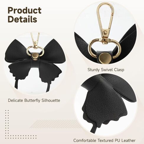 12 Pcs Butterfly Bag Charms, PU Leather Bow Keychains, Decorative Butterfly Bag Pendants with Swivel Clips, Backpack Keyring Accessories for Handbags, Party Favor Presents in Saudi Arabia