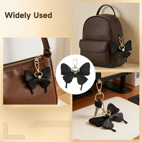 12 Pcs Butterfly Bag Charms, PU Leather Bow Keychains, Decorative Butterfly Bag Pendants with Swivel Clips, Backpack Keyring Accessories for Handbags, Party Favor Presents in Saudi Arabia