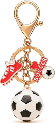 LiLiSUCCY 3D Soccer Keychain - Gold Mini Love Soccer Gifts for Women Men, Funny World Cup Keyring, Unique Birthday Stocking Stuffers for Soccer Players Teens in Saudi Arabia