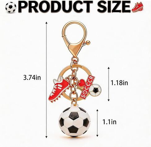 LiLiSUCCY 3D Soccer Keychain - Gold Mini Love Soccer Gifts for Women Men, Funny World Cup Keyring, Unique Birthday Stocking Stuffers for Soccer Players Teens in Saudi Arabia