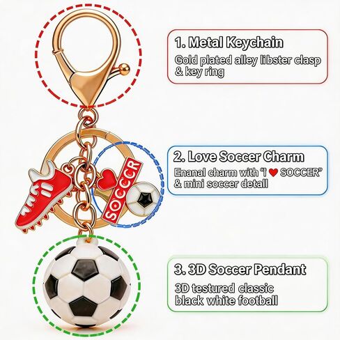 LiLiSUCCY 3D Soccer Keychain - Gold Mini Love Soccer Gifts for Women Men, Funny World Cup Keyring, Unique Birthday Stocking Stuffers for Soccer Players Teens in Saudi Arabia
