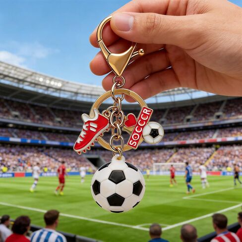 LiLiSUCCY 3D Soccer Keychain - Gold Mini Love Soccer Gifts for Women Men, Funny World Cup Keyring, Unique Birthday Stocking Stuffers for Soccer Players Teens in Saudi Arabia