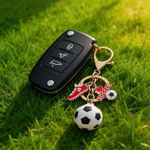 LiLiSUCCY 3D Soccer Keychain - Gold Mini Love Soccer Gifts for Women Men, Funny World Cup Keyring, Unique Birthday Stocking Stuffers for Soccer Players Teens in Saudi Arabia