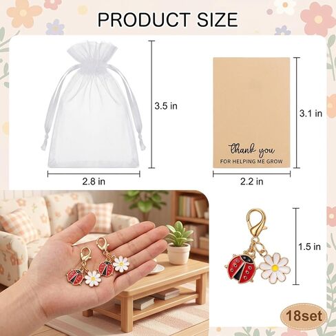 18-Piece Ladybug Keychain Set , Ladybug Party Favors, Lady Bug Accessories, Lady Bug Party Favors, with Greeting Cards and Gift Bags for Various Occasions in Kuwait