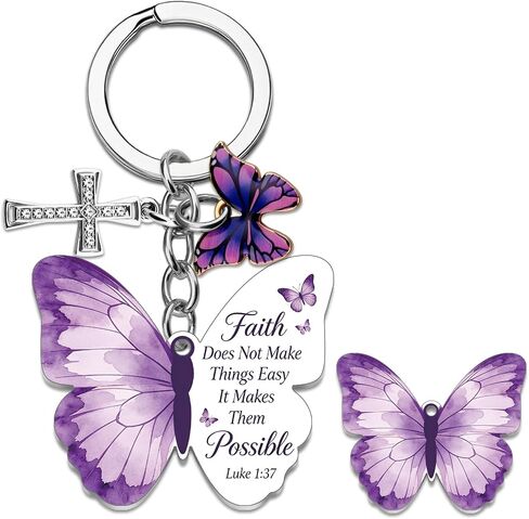 Christian Gifts Bible Verse Keychain Butterfly Gifts For Women Religious Faith Gift For Friends Cross Catholic Spiritual Gift For Teens Christmas Baptism Presents For Women Jesus Accessories Charm in Saudi Arabia