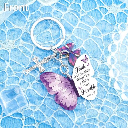 Christian Gifts Bible Verse Keychain Butterfly Gifts For Women Religious Faith Gift For Friends Cross Catholic Spiritual Gift For Teens Christmas Baptism Presents For Women Jesus Accessories Charm in Saudi Arabia