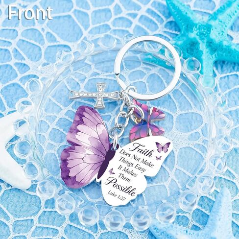 Christian Gifts Bible Verse Keychain Butterfly Gifts For Women Religious Faith Gift For Friends Cross Catholic Spiritual Gift For Teens Christmas Baptism Presents For Women Jesus Accessories Charm in Saudi Arabia