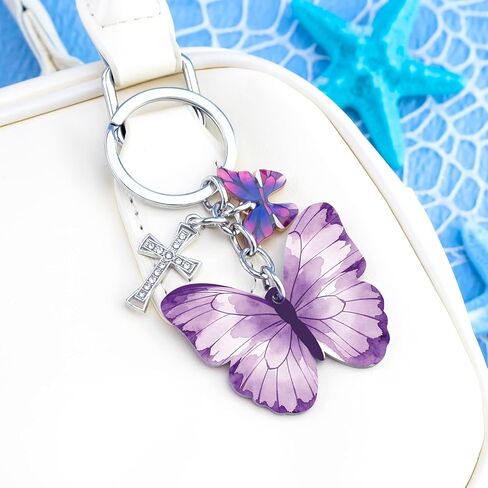Christian Gifts Bible Verse Keychain Butterfly Gifts For Women Religious Faith Gift For Friends Cross Catholic Spiritual Gift For Teens Christmas Baptism Presents For Women Jesus Accessories Charm in Saudi Arabia