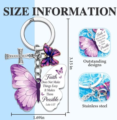 Christian Gifts Bible Verse Keychain Butterfly Gifts For Women Religious Faith Gift For Friends Cross Catholic Spiritual Gift For Teens Christmas Baptism Presents For Women Jesus Accessories Charm in Saudi Arabia