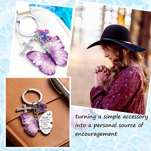 Christian Gifts Bible Verse Keychain Butterfly Gifts For Women Religious Faith Gift For Friends Cross Catholic Spiritual Gift For Teens Christmas Baptism Presents For Women Jesus Accessories Charm in Saudi Arabia
