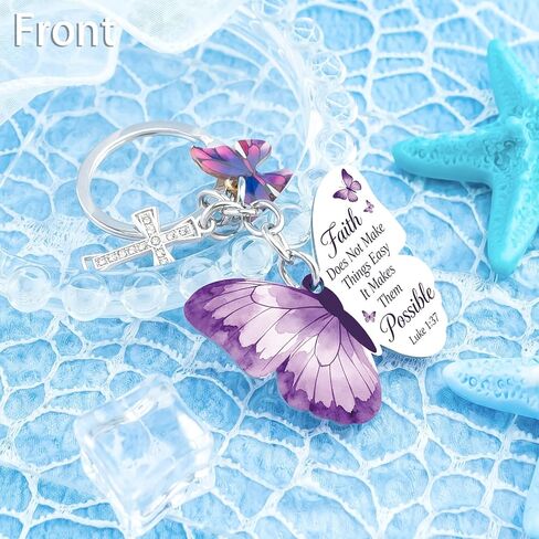 Christian Gifts Bible Verse Keychain Butterfly Gifts For Women Religious Faith Gift For Friends Cross Catholic Spiritual Gift For Teens Christmas Baptism Presents For Women Jesus Accessories Charm in Saudi Arabia