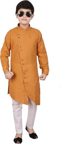 Pro-Ethic Style Developer Boy's Indian Kurta For Boys | Kids Ethnic Wear | Pack Of 1 (S-109) (Mustard, 8-9 Years) in Saudi Arabia