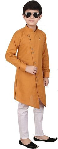 Pro-Ethic Style Developer Boy's Indian Kurta For Boys | Kids Ethnic Wear | Pack Of 1 (S-109) (Mustard, 8-9 Years) in Saudi Arabia