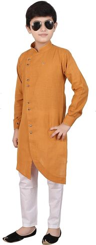 Pro-Ethic Style Developer Boy's Indian Kurta For Boys | Kids Ethnic Wear | Pack Of 1 (S-109) (Mustard, 8-9 Years) in Saudi Arabia