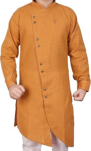 Pro-Ethic Style Developer Boy's Indian Kurta For Boys | Kids Ethnic Wear | Pack Of 1 (S-109) (Mustard, 8-9 Years) in Saudi Arabia