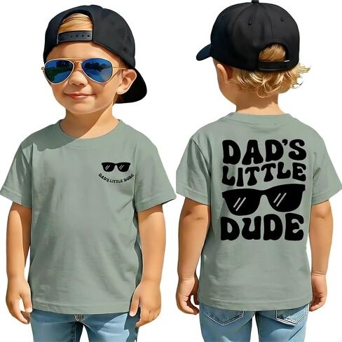 KEKEMI Kid Toddler Boys Father's Day Shirts Dad's Little Dude T Shirt Funny Fathers Day Holiday Tees Short Sleeve Summer Tops in Saudi Arabia