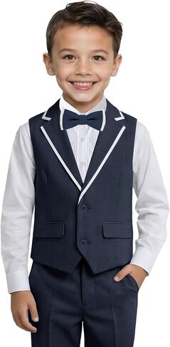 Boys' Suits 4 Piece Set Formal Toddler Dress Shirt Vest Pants Bow Tie Kid Tuxedo Suit Teen Wedding Outfits Boys Clothes in Saudi Arabia