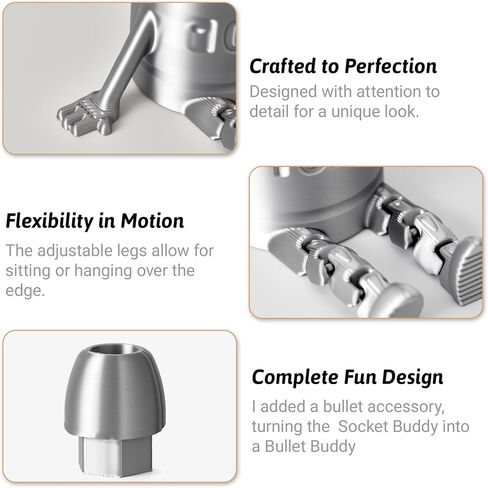 Yipintang 2 Packs 2-Inch Mini Socket Buddy – 10mm Hex-Style Inspired Desk Figurine | Transformable Bullet Toy with Dangling Legs | Non-Functional Novelty Gift for Men & DIY Fans (2 Inches) in Saudi Arabia